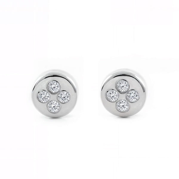 Orecchini bambini Rotondo Zircone Oro Bianco 18K