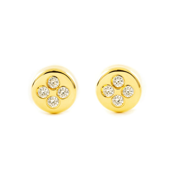 Orecchini bambini Rotondo Zircone Oro Giallo 18K