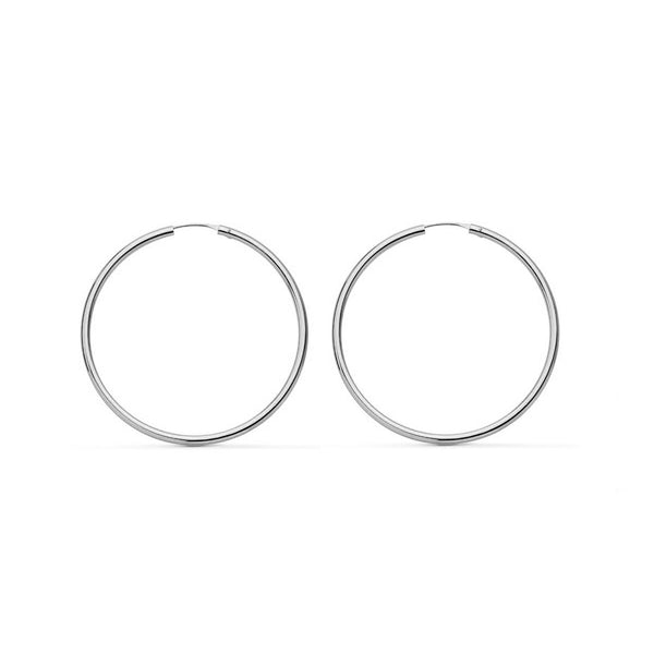 Orecchini Oro Bianco 18K Aros tondi flessibili Luccichio 30 x 12 mm