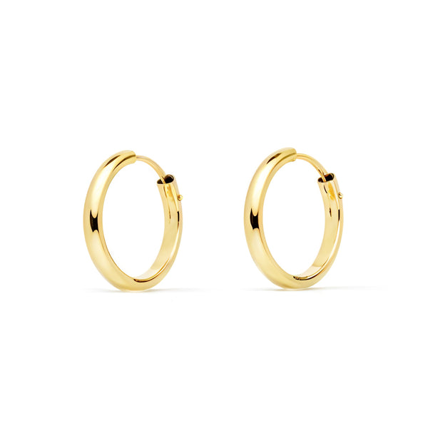 Orecchini Oro Giallo 18K Aros Mezza Cana Brillante 10 x 2 mm