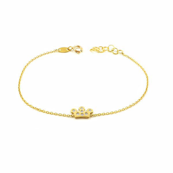 Bracciale Donna Oro Giallo 9K Corona Zircone Brillante 16 cm