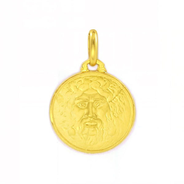 Medaglia ragazza donna oro Giallo 18K rotonda Bocca della Verità 16 mm opaco e lucido