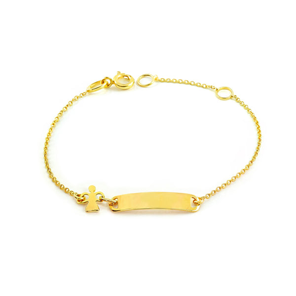 Bracciale Bambina Oro Giallo 18K Personalizzato Schiava Angelo Brillante 14 cm