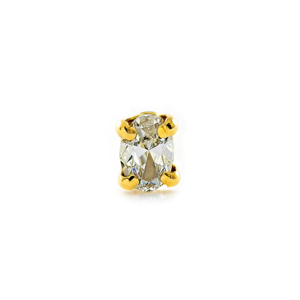 Piercing Oro Giallo 9K Cartilagine Ovale Brillante Zirconia