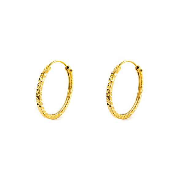 Orecchini donna cerchi quadrati intagliati Oro Giallo 18K 14 x 1.2 mm