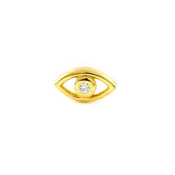 Piercing Oro Giallo 9K Cartilagine Occhio di Tigre Zirconia Brillante