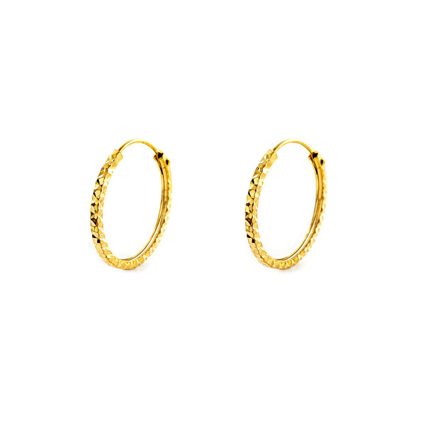 Orecchini cerchio quadrato intagliato Oro Giallo 18K 12 x 1.2 mm