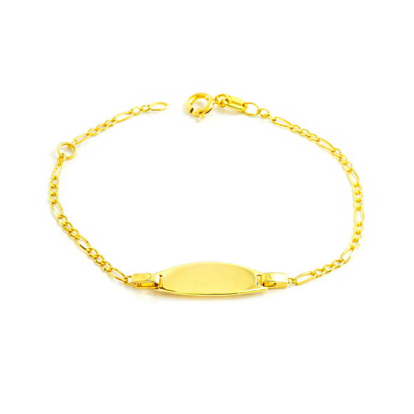 Bracciale Bambina Oro Giallo 9K Personalizzato Schiava Barbata 3x1 Brillante 14 cm