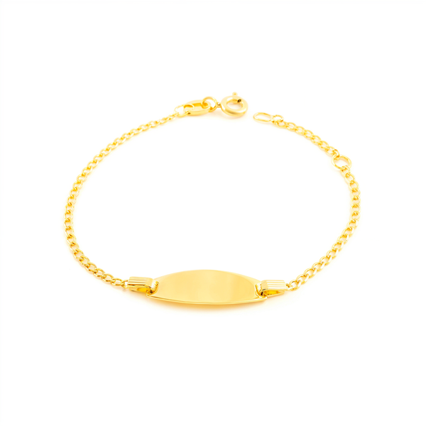 Bracciale Bambina Oro Giallo 18K Personalizzato Schiava Barbata Brillante 14 cm