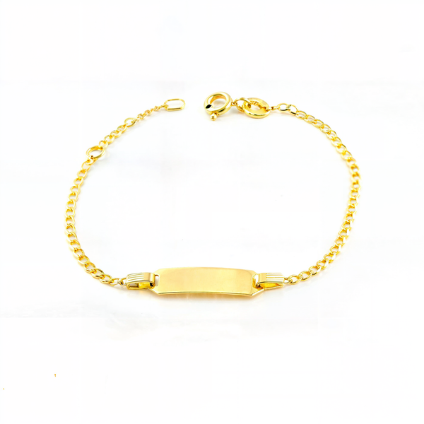 Bracciale Bambina Oro Giallo 18K Personalizzato Schiava Barbata Brillante 14 cm