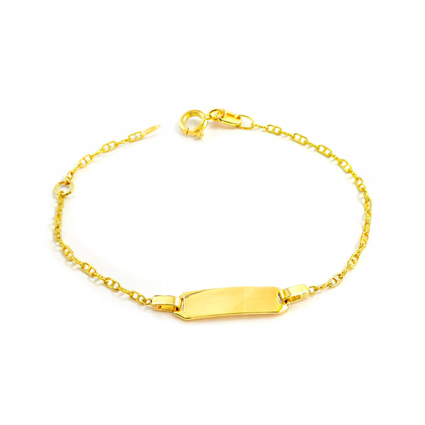 Bracciale Bambina Oro Giallo 9K Personalizzato Schiava Forzata Ancora Brillante 14 cm