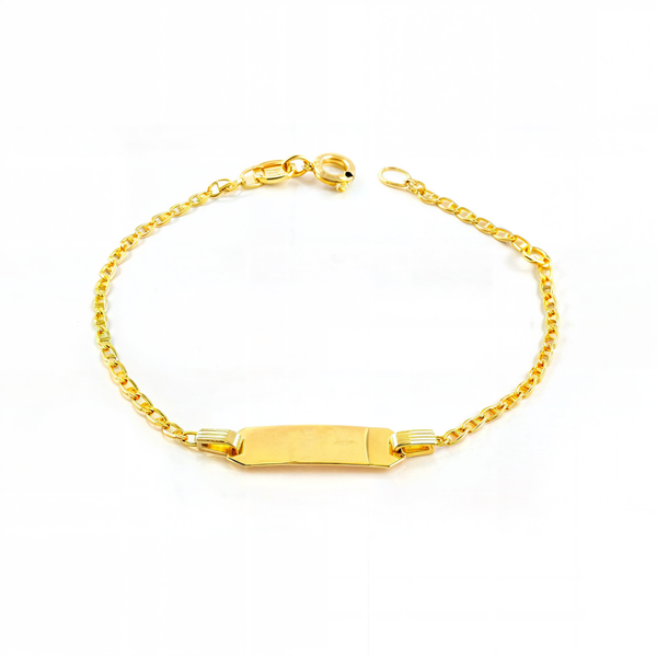 Bracciale Bambina Oro Giallo 18K Personalizzato Schiava Ancora Brillante 14 cm