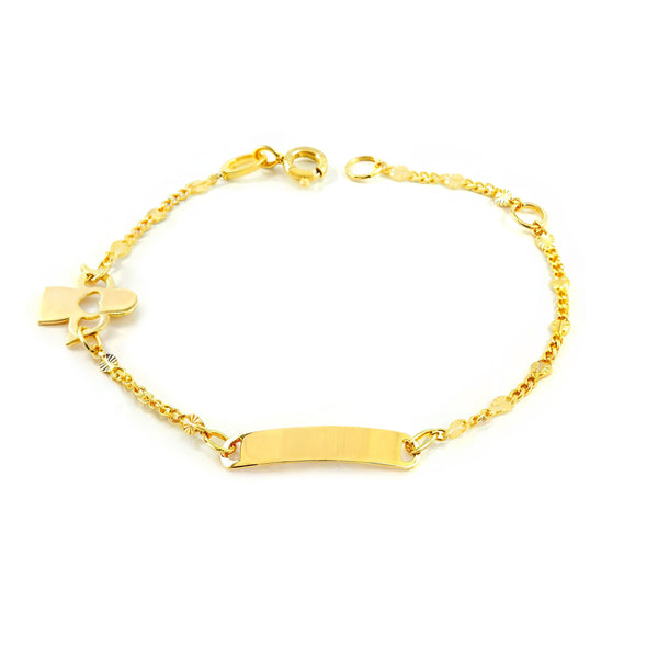 Bracciale Bambina Oro Giallo 18K Personalizzato Schiava Angelo Brillante 14 cm