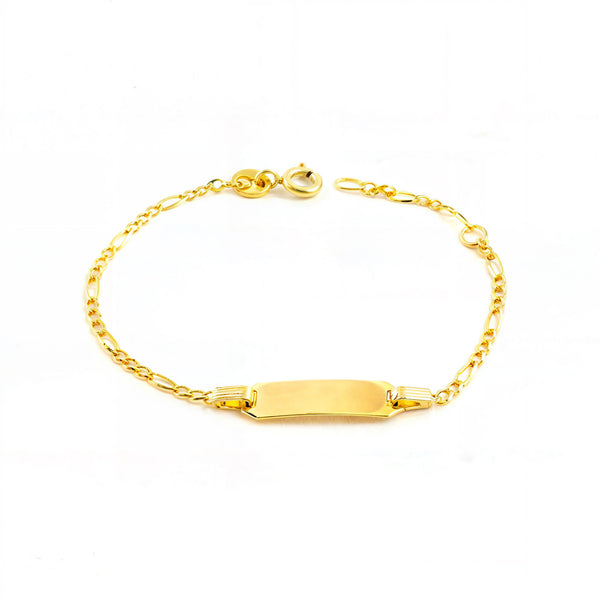 Bracciale Bambina Oro Giallo 9K Personalizzato Schiava Barbata 3x1 Brillante 14 cm