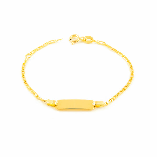 Bracciale Bambina Oro Giallo 18K Personalizzato Schiava Occhio di Perdice Brillante 14 cm