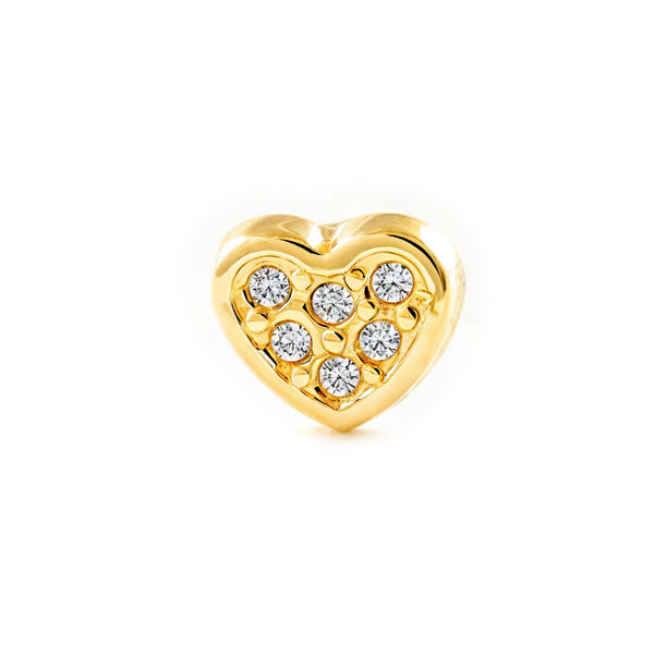 Piercing Oro Giallo 9K Cartilagine Cuore Zirconi Brillante