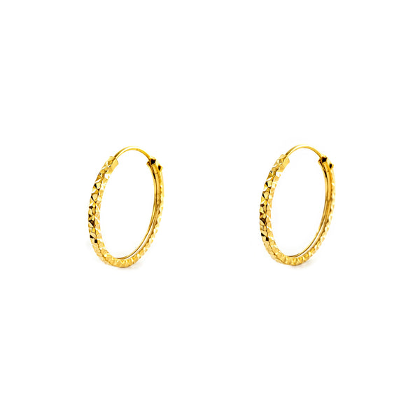 Orecchini donna cerchi quadrati intagliati Oro Giallo 18K 10 x 1.2 mm