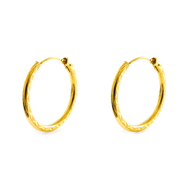 Orecchini cerchio intagliati Oro Giallo 18K 20 x 2 mm