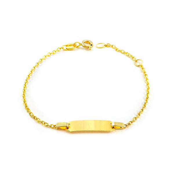 Bracciale Bambina Oro Giallo 18K Personalizzato Schiava Rolo Brillante 14 cm