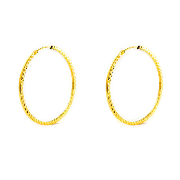 Orecchini donna cerchi quadrati intagliati Oro Giallo 18K 35 x 1.5 mm