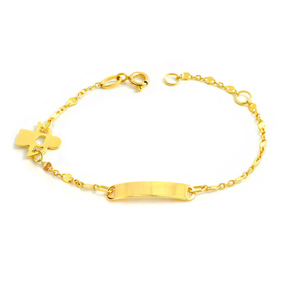 Bracciale Bambina Oro Giallo 9K Personalizzato Schiava Angelo Brillante 14 cm