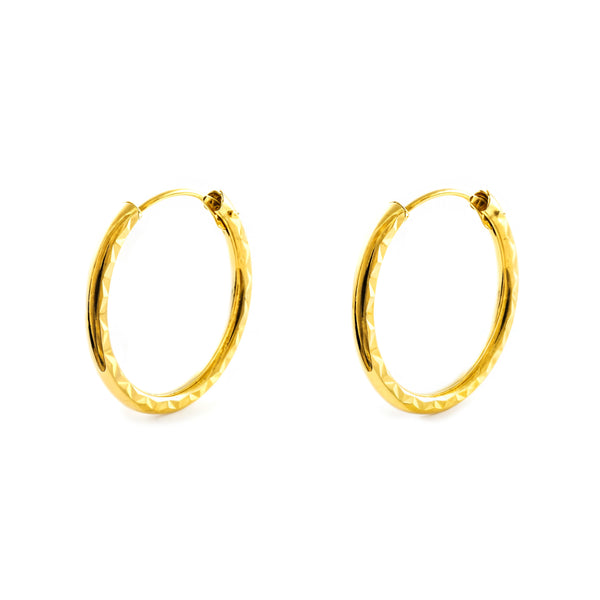 Orecchini cerchio intagliati Oro Giallo 18K 18 x 2 mm