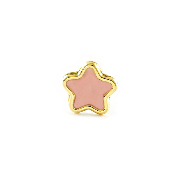 Piercing Oro Giallo 9K Cartilagine Esmalte stella Rosa Chiaro e Brillante