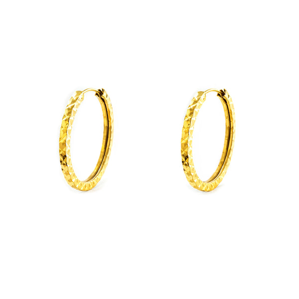 Orecchini donna cerchi quadrati intagliati Oro Giallo 18K 14 x 1.5 mm