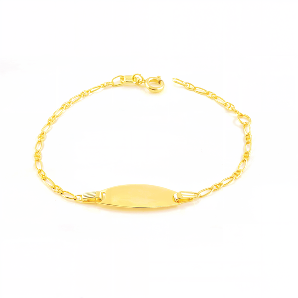 Bracciale Bambina Oro Giallo 18K Personalizzato Schiava Ancora Brillante 14 cm