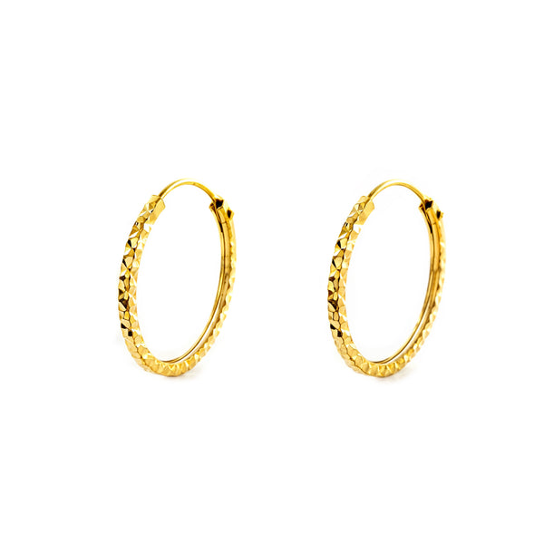 Orecchini donna cerchi quadrati intagliati Oro Giallo 18K 16 x 1.2 mm