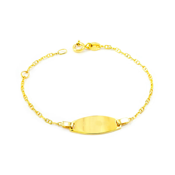 Bracciale Bambina Oro Giallo 9K Personalizzato Schiava Forzata Ancora Brillante 14 cm