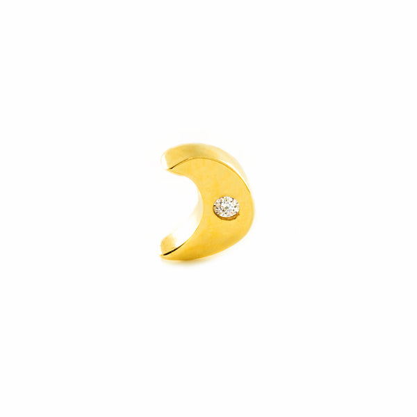 Piercing Oro Giallo 9K Cartilagine Luna Zirconia Brillante