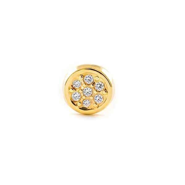 Piercing Oro Giallo 9K Cartilagine Rotondo Zirconi Brillante