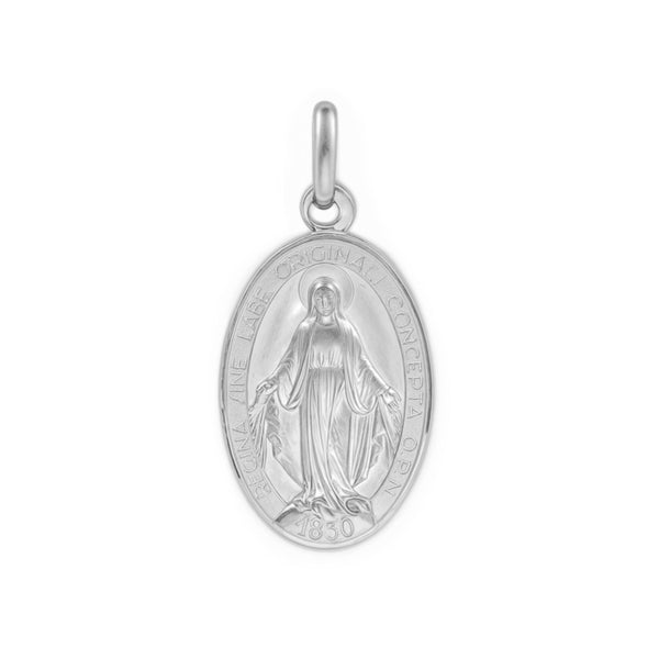 Medalla Niña Mujer Plata 925 Oval Milagrosa Mate y Brillo