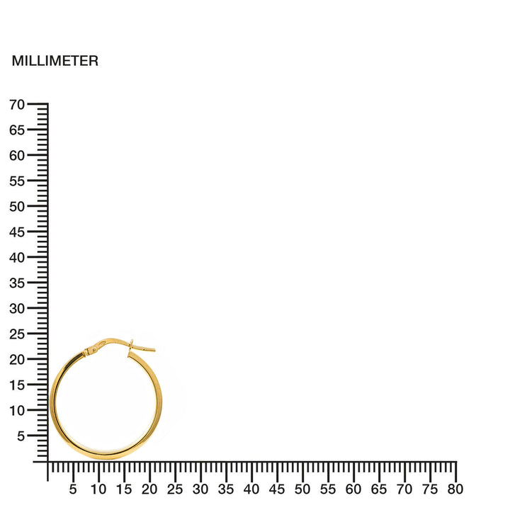 Pendientes Oro Aro liso rectangular 23x3 mm