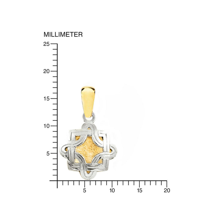 Colgante oro Bicolor cuadrado con nudos (9kts)