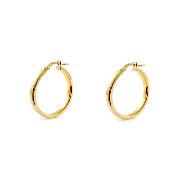 Orecchini Rettangolari Cerchi 23x3 mm Oro Giallo 18K