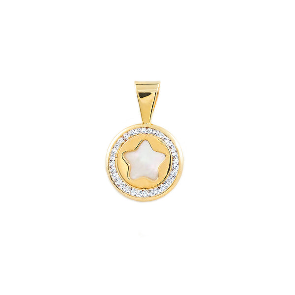 Pendente ciondolo brillante Madreperla Stella Zircone Oro Giallo 9K