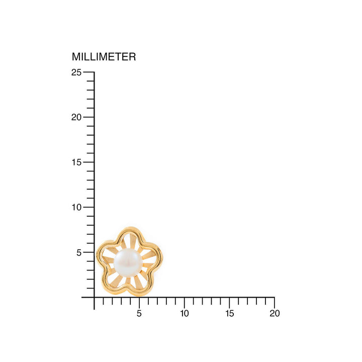Pendientes Oro Niña Margarita Calada con Perla (9kts)