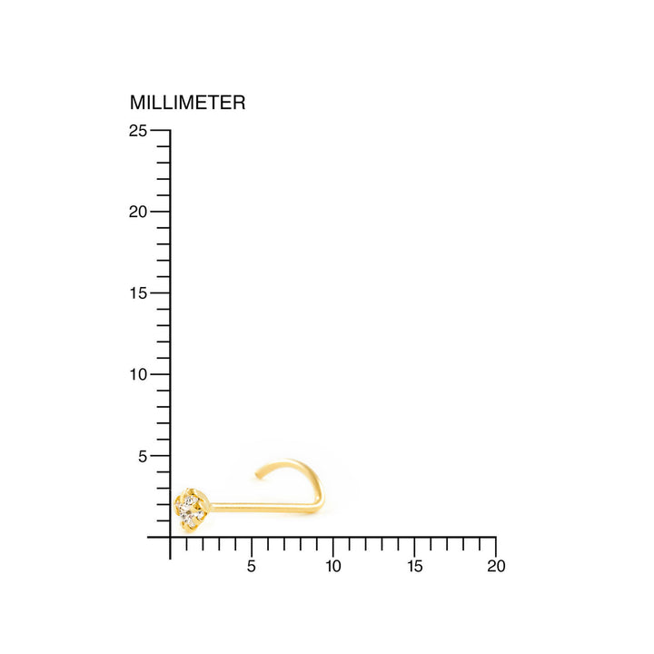 Piercing Oro Nariz garra carre con circón 2 mm (9kts)