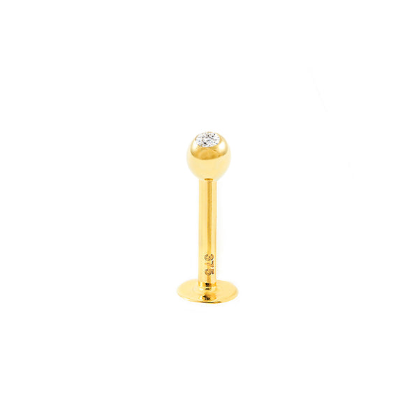 Piercing Oro Giallo 9K Labbro Sfera Zirconite Brillante