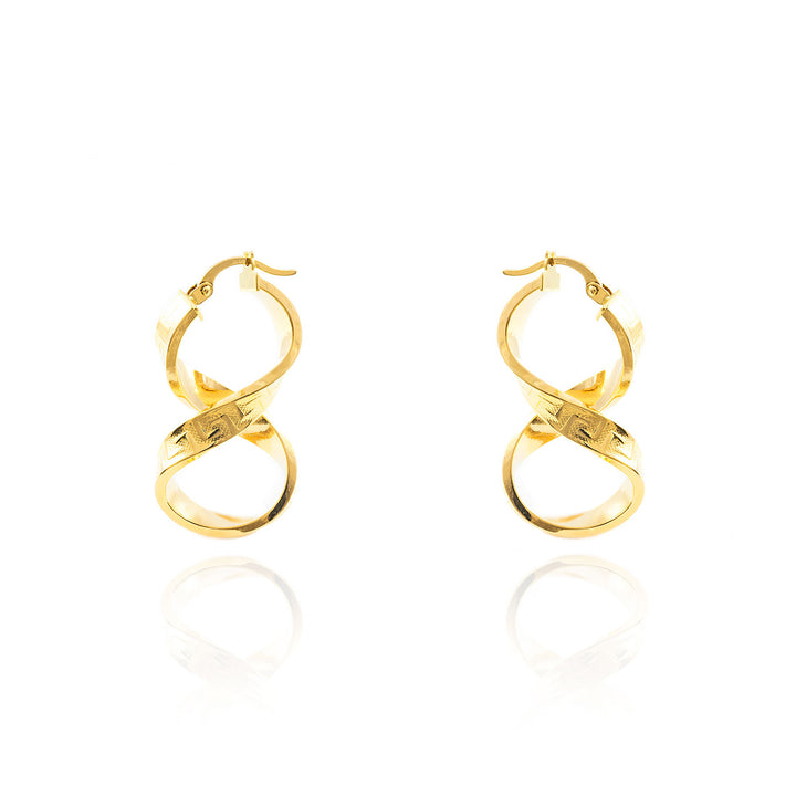 Pendientes Oro Aros largo ocho Greca 30x4 mm