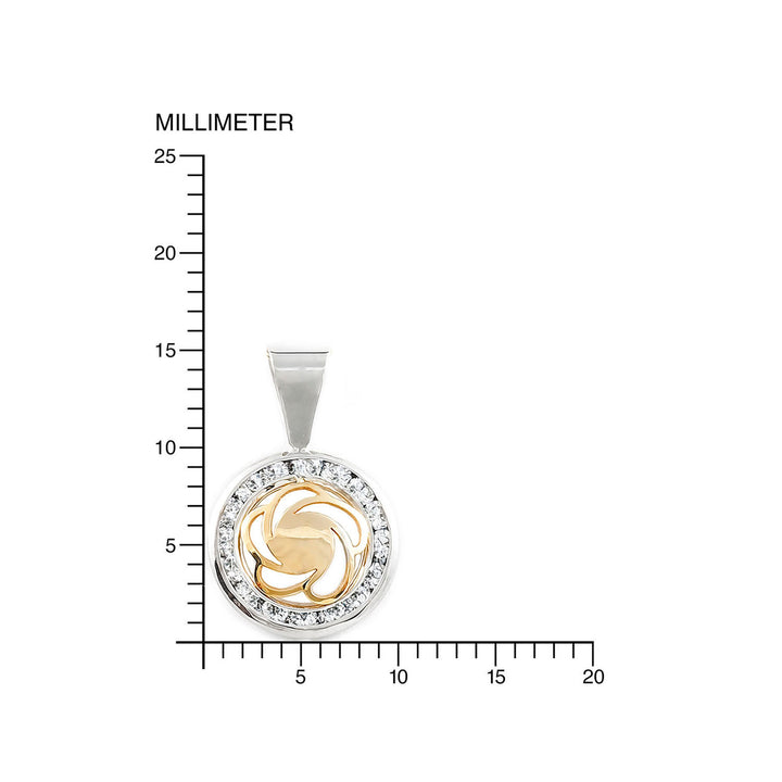 Colgante Oro bicolor Redondo flor calada y circonitas (9kts)