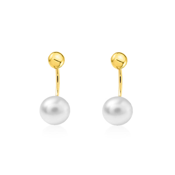 Orecchini ragazza donna Sfera 5 mm Perla 7.5 mm Oro Giallo 9K