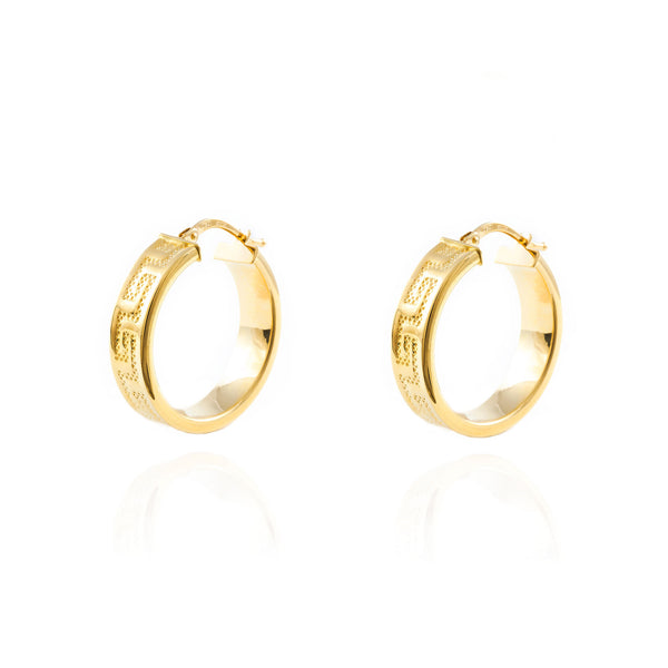 Orecchini Greca Cerchi 23x6 mm Oro Giallo 18K