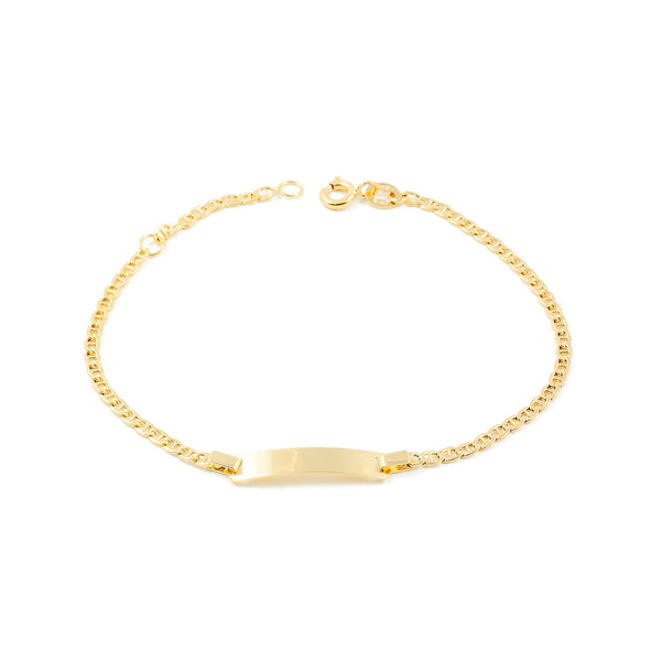 Bracciale Ragazza Oro Giallo 18K Personalizzata Schiava Ancora Brillante 15 cm