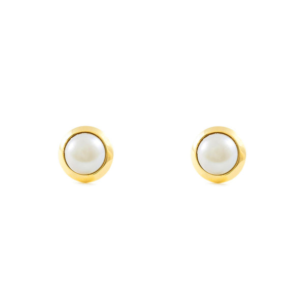 Orecchini ragazza donna Perla 6 mm Oro Giallo 9K