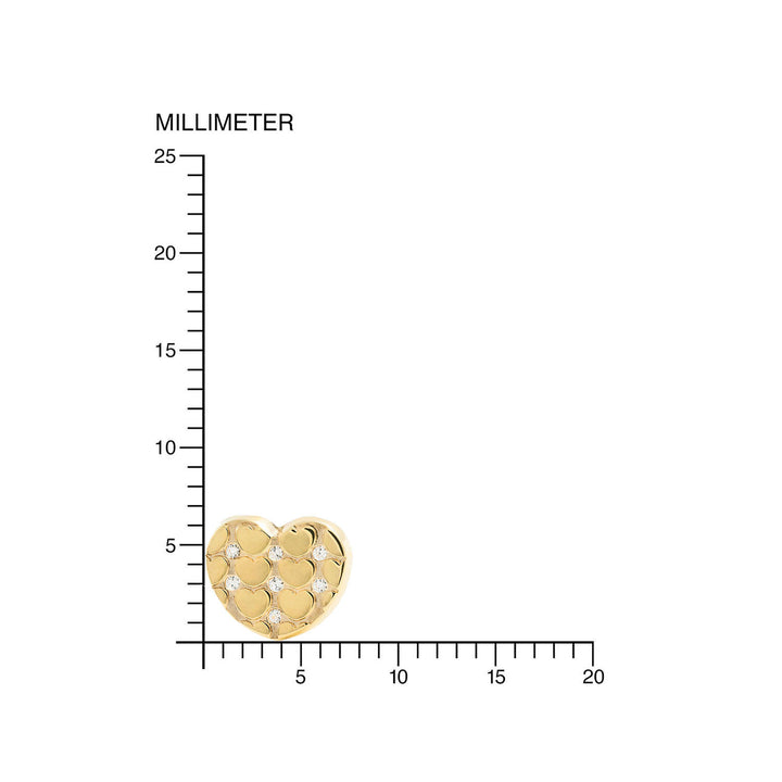 Pendientes oro niña Corazon con textura y Circonitas (9kts)