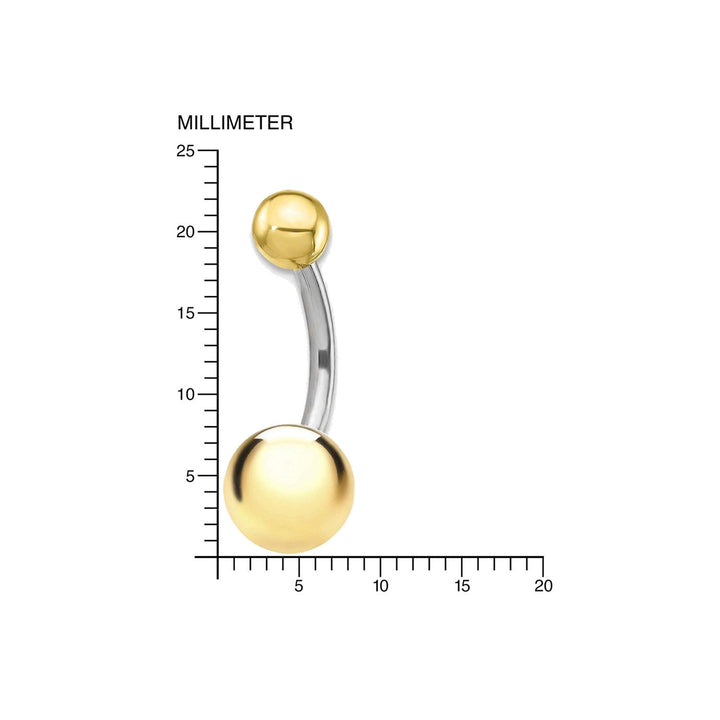 Piercing Bicolor Ombligo bola 8 mm (9kts)