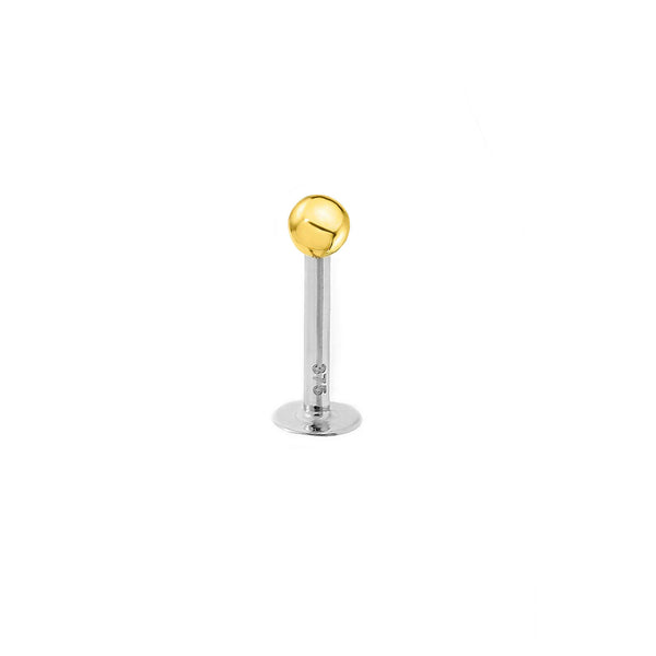 Piercing Oro Giallo 9K e Acciaio labbro Sfera di 3 mm brillante